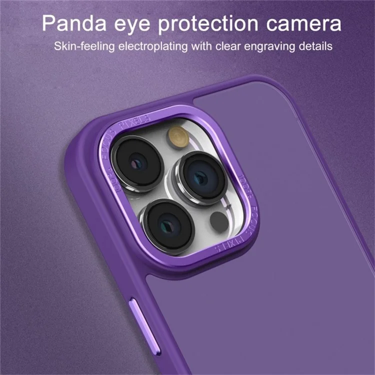 Skin-Touch Phone Case for iPhone 15 Shockproof Slim Hard PC+Soft TPU Phone Cover with Metal Lens Frame - Dark Purple