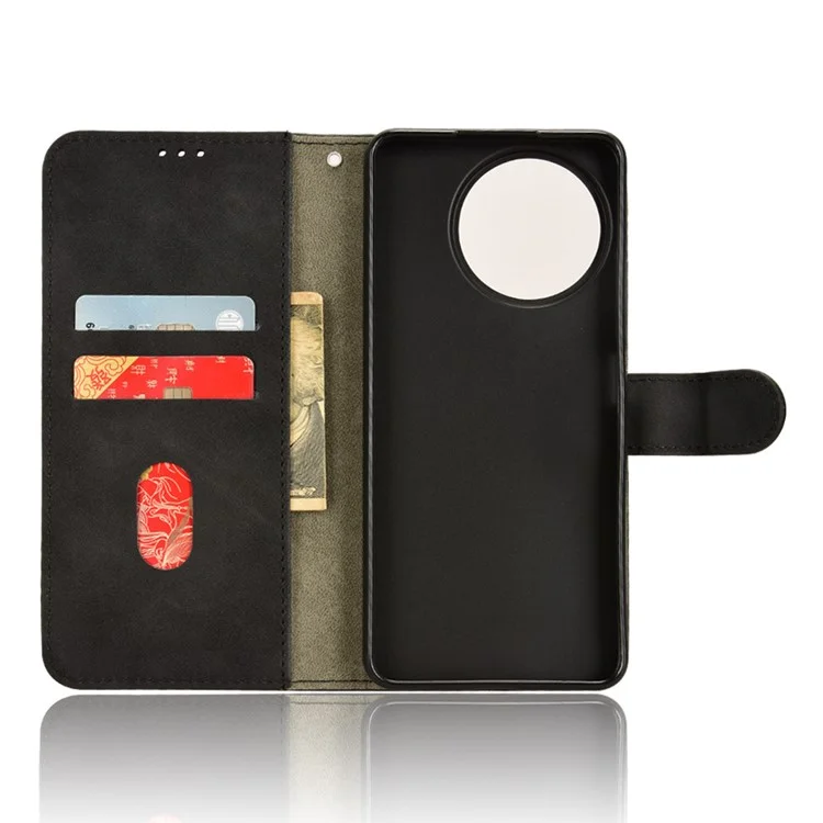 Para Realme 11x 5G / 11 5G (Global) Skin-touch Phone Case PU Leather Full Protection Wallet Stand Cover - Preto