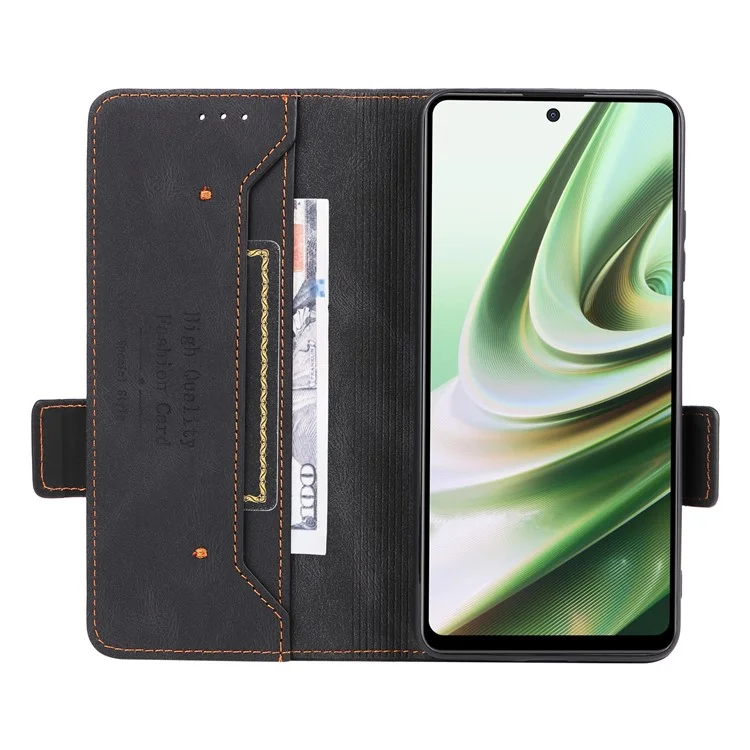 Pour OnePlus Nord CE3 5G Hardware Decor Phone Case PU Leather Wallet Stand Anti-drop Cover - Noir