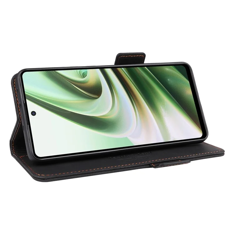 Pour OnePlus Nord CE3 5G Hardware Decor Phone Case PU Leather Wallet Stand Anti-drop Cover - Noir