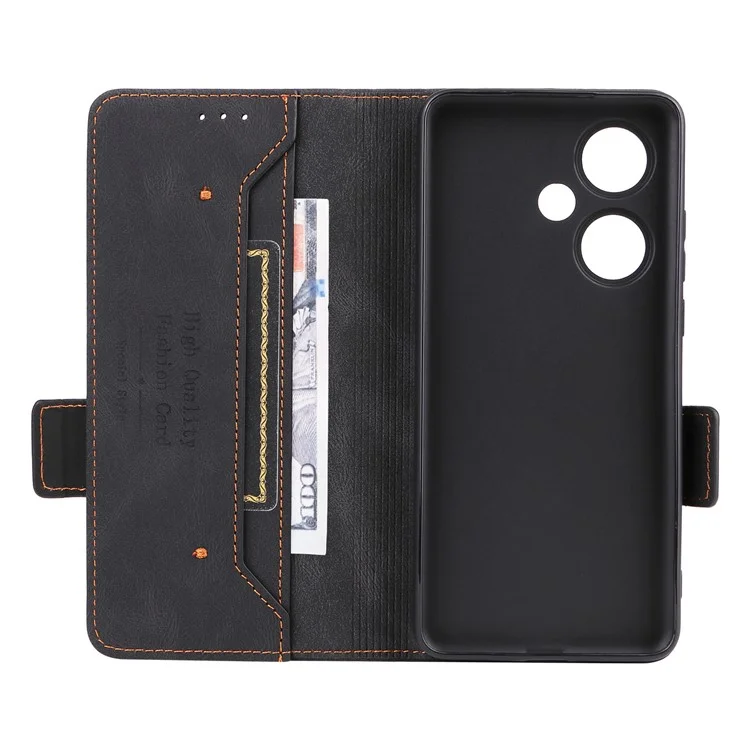 Pour OnePlus Nord CE3 5G Hardware Decor Phone Case PU Leather Wallet Stand Anti-drop Cover - Noir