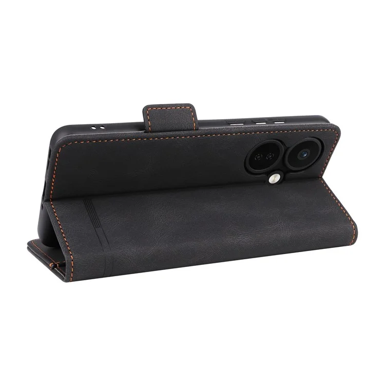 Pour OnePlus Nord CE3 5G Hardware Decor Phone Case PU Leather Wallet Stand Anti-drop Cover - Noir