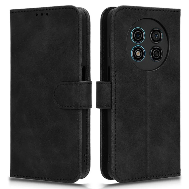 Para Ulefone Note 15 Skin-touch Shockproof Case PU Leather Folding Stand Wallet Phone Cover - Negro