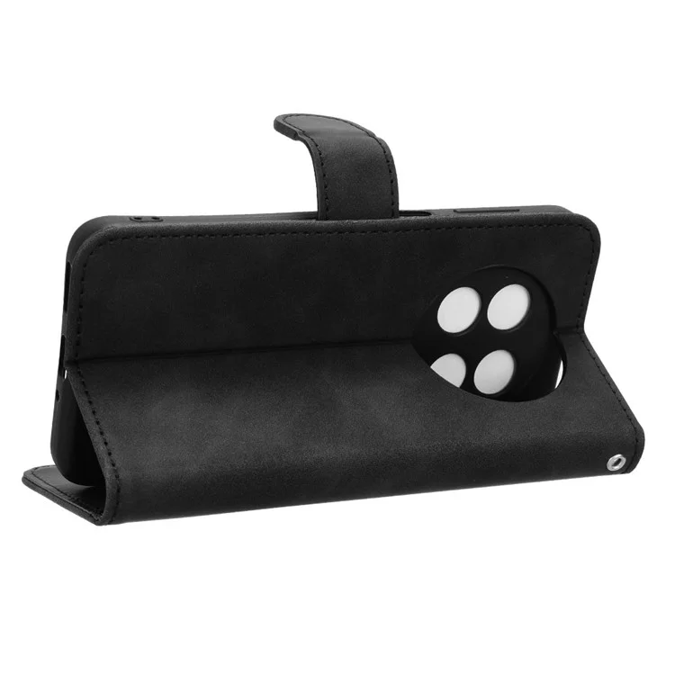 Para Ulefone Note 15 Skin-touch Shockproof Case PU Leather Folding Stand Wallet Phone Cover - Negro