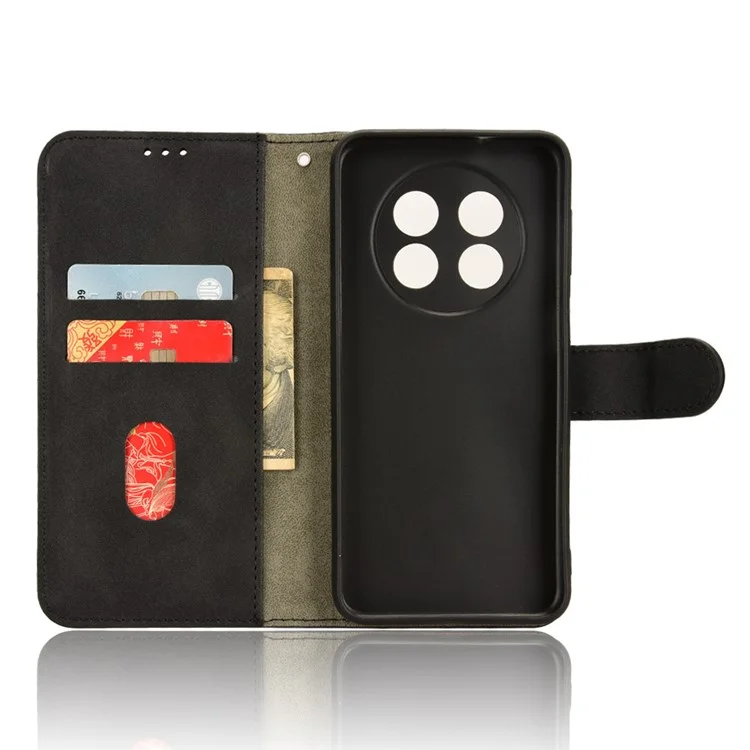 Para Ulefone Note 15 Skin-touch Shockproof Case PU Leather Folding Stand Wallet Phone Cover - Negro