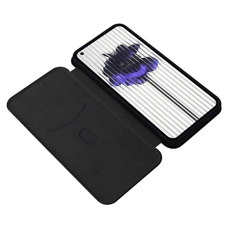 For Nothing Phone (2) Carbon Fiber Texture Phone Case Card Holder Leather Stand Cover - Black