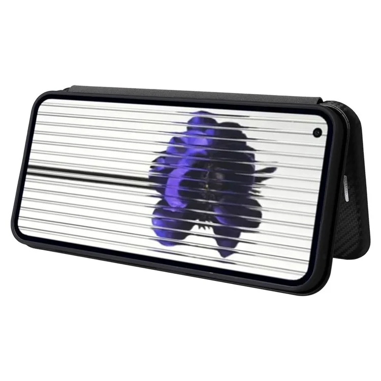 For Nothing Phone (2) Carbon Fiber Texture Phone Case Card Holder Leather Stand Cover - Black