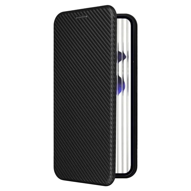 For Nothing Phone (2) Carbon Fiber Texture Phone Case Card Holder Leather Stand Cover - Black