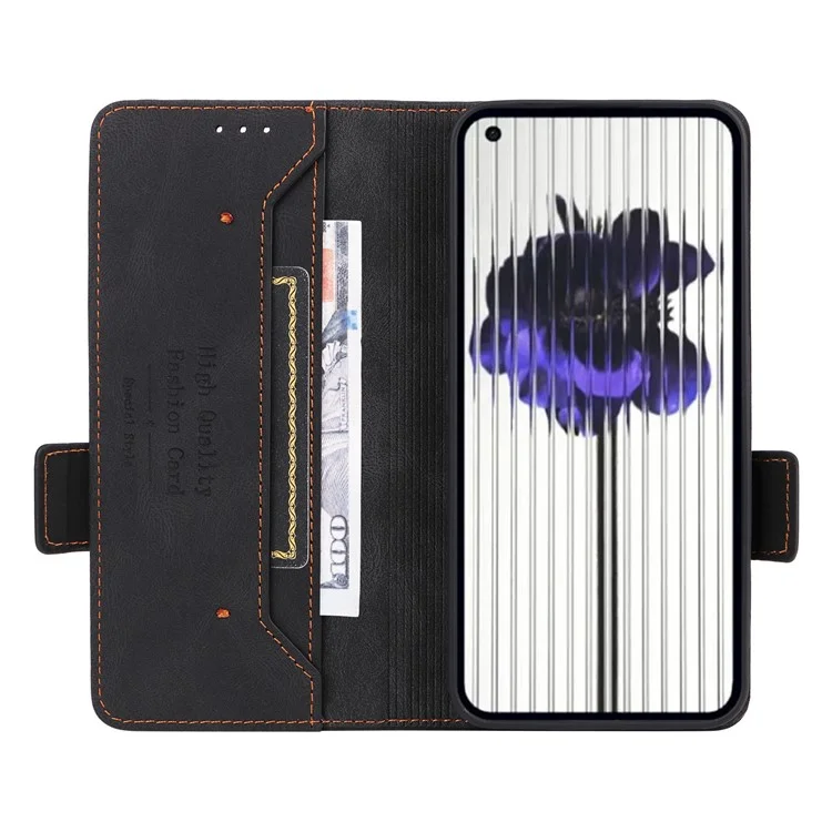 Pour Nothing Phone (2) Hardware Decor Flip Folio Cover PU Leather Stand Wallet Phone Case - Noir