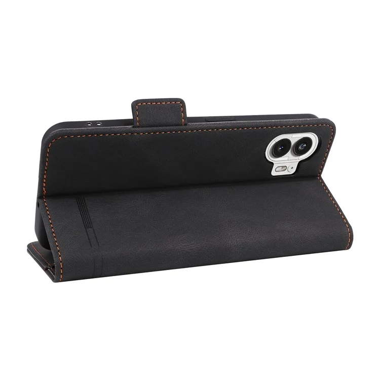 Pour Nothing Phone (2) Hardware Decor Flip Folio Cover PU Leather Stand Wallet Phone Case - Noir