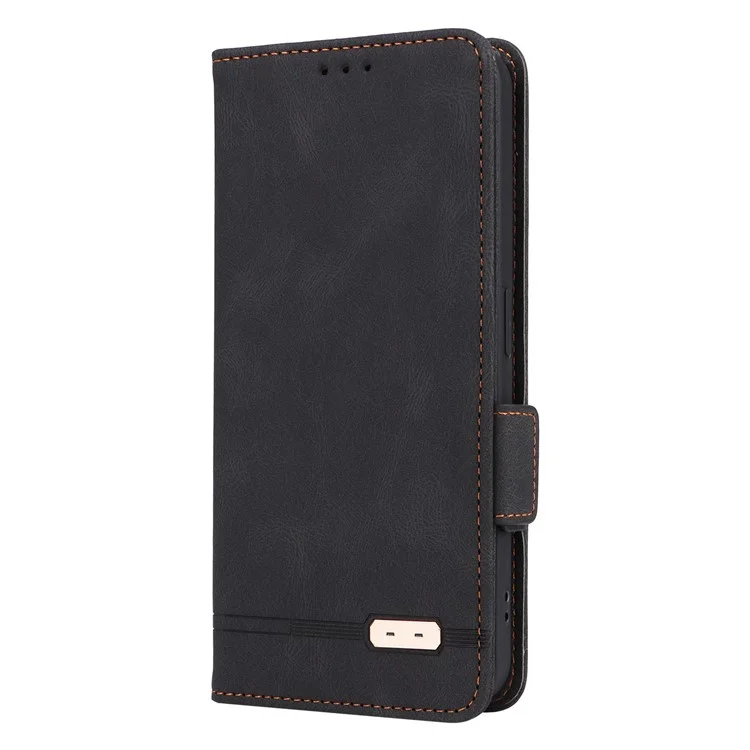 Pour Nothing Phone (2) Hardware Decor Flip Folio Cover PU Leather Stand Wallet Phone Case - Noir