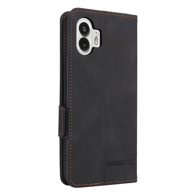 Pour Nothing Phone (2) Hardware Decor Flip Folio Cover PU Leather Stand Wallet Phone Case - Noir