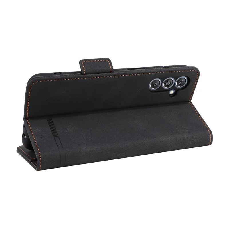 Capa Carteira em Pele PU para Samsung Galaxy F34 5G / M34 5G com Decoração em Metal, Anti-queda com Suporte - Preto