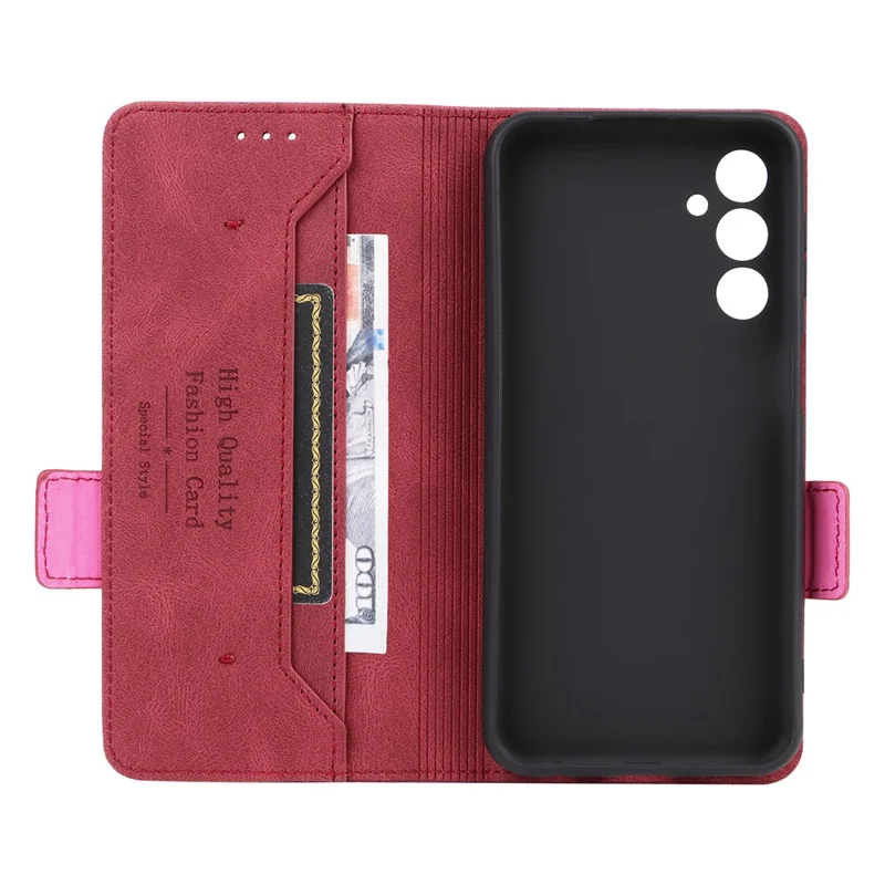 For Samsung Galaxy F34 5G / M34 5G PU Leather Wallet Phone Case Hardware Decor Anti-drop Stand Cover - Rose
