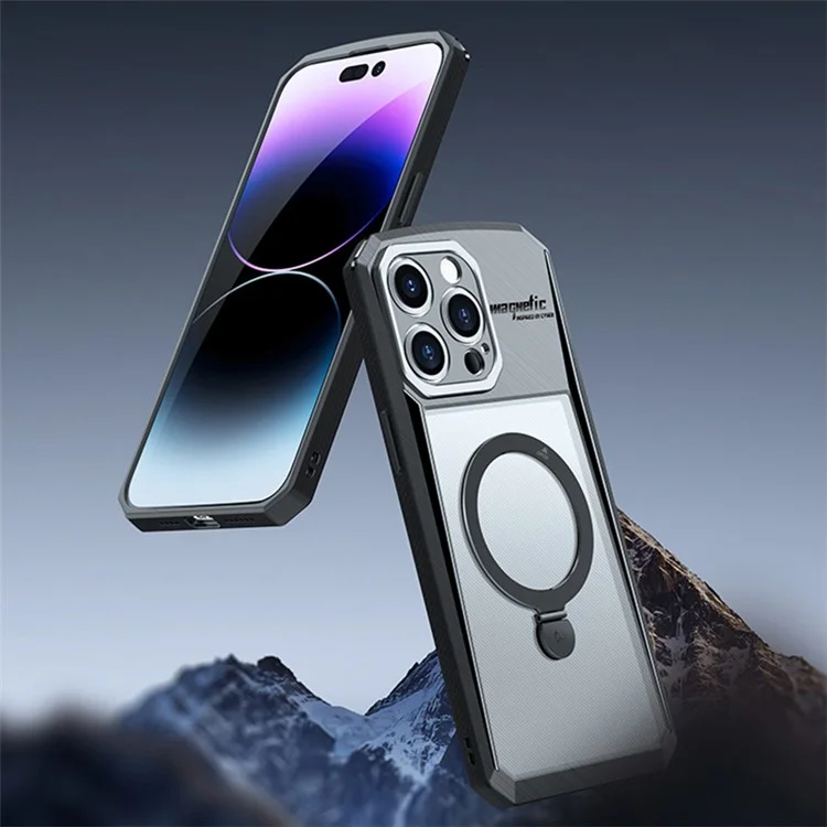 XUNDD Für iPhone 15 Pro Max Schutzhülle mit Ring-Ständer PC+TPU Handyhülle kompatibel mit MagSafe