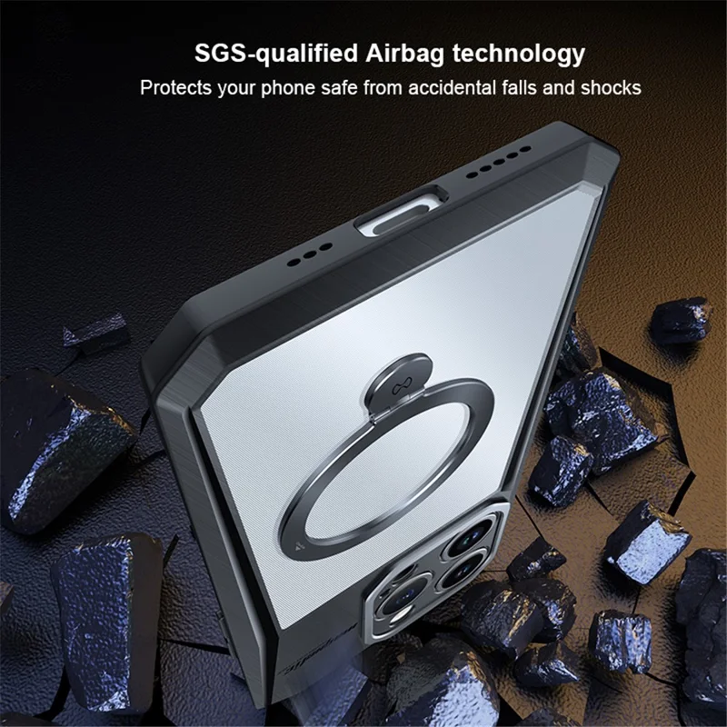 XUNDD Für iPhone 15 Pro Max Schutzhülle mit Ring-Ständer PC+TPU Handyhülle kompatibel mit MagSafe