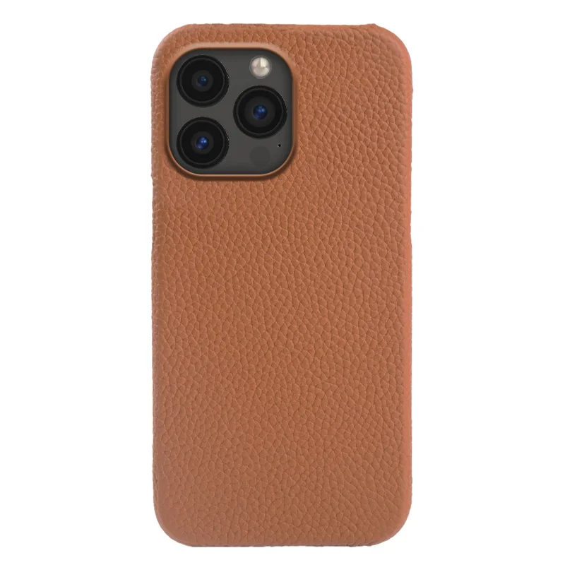 Back Cover for iPhone 13 Pro Max 6.7 inch , Genuine Cow Leather Coated PC Phone Case Compatible with MagSafe - Brown