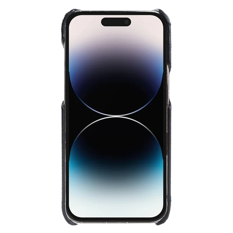 For iPhone 14 Pro Max Incomplete Cover Microfiber Lining Magnetic Phone Case Genuine Cow Leather Coated PC Shell - Black