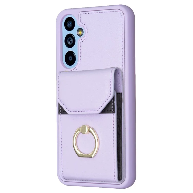 BF29 For Samsung Galaxy A34 5G Anti-Scratch PU Leather+TPU Cover Phone Case Card Holder with Ring Kickstand - Purple