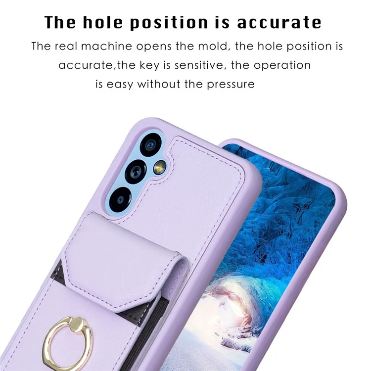 BF29 For Samsung Galaxy A34 5G Anti-Scratch PU Leather+TPU Cover Phone Case Card Holder with Ring Kickstand - Purple