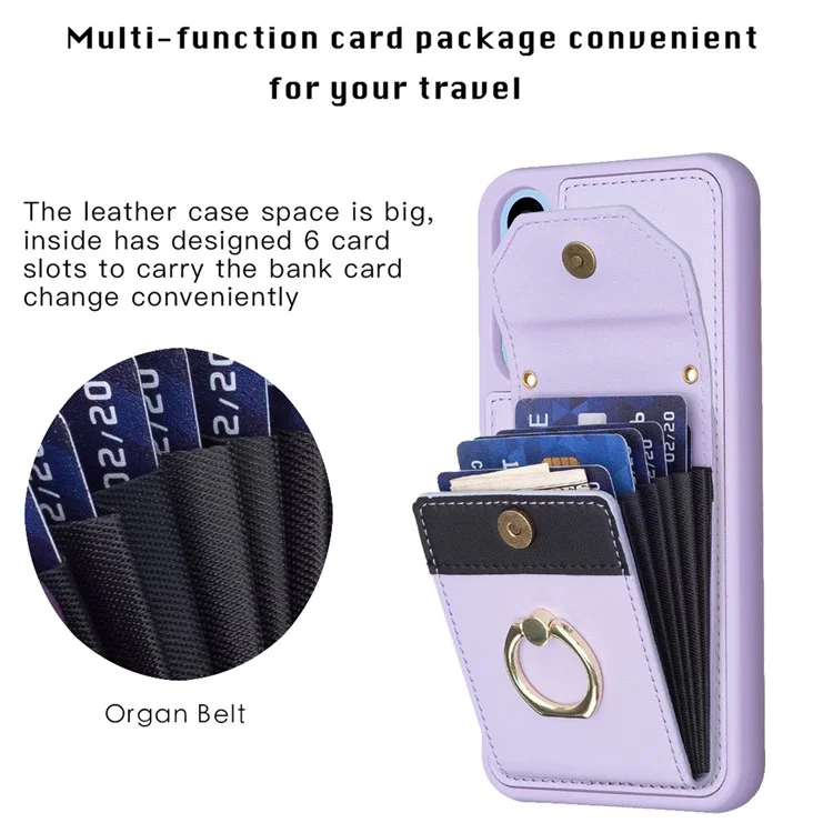 BF29 Para Samsung Galaxy A54 5G Kickstand PU Leather+TPU Cover Phone Case Card Holder Cell Phone Shell - Roxo