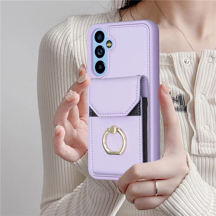 BF29 Para Samsung Galaxy A54 5G Kickstand PU Leather+TPU Cover Phone Case Card Holder Cell Phone Shell - Roxo