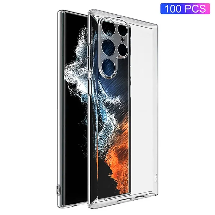100PCS For Samsung Galaxy S22 Ultra 5G Hard Plastic Phone Case HD Transparent Clear Phone Shell