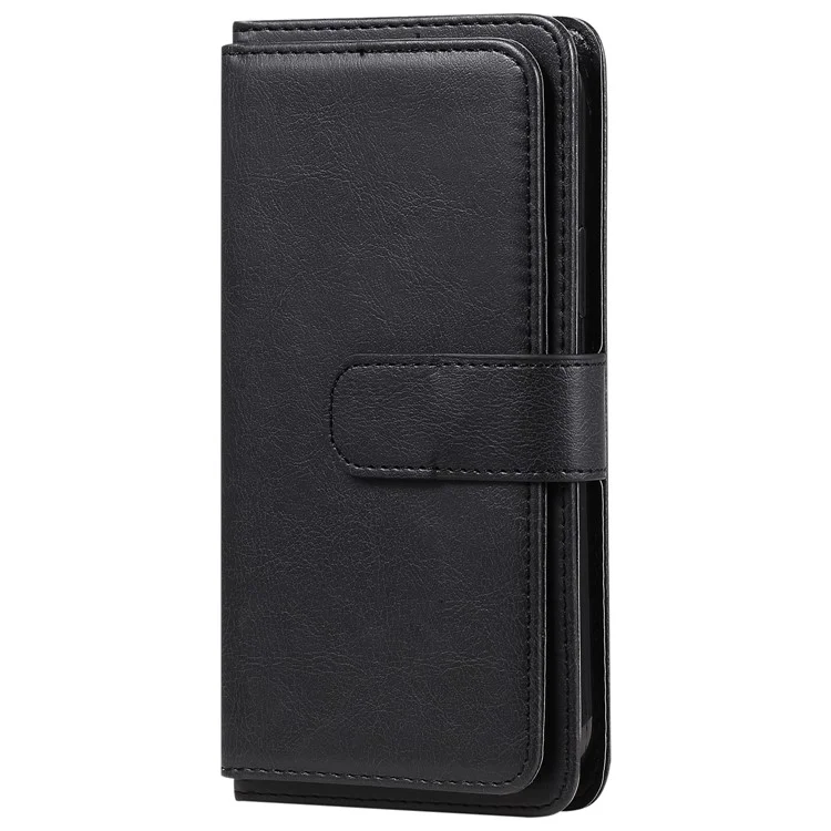 For Google Pixel 8 Pro Leather Case with 10 Card Holder Phone Cover Stand - Black