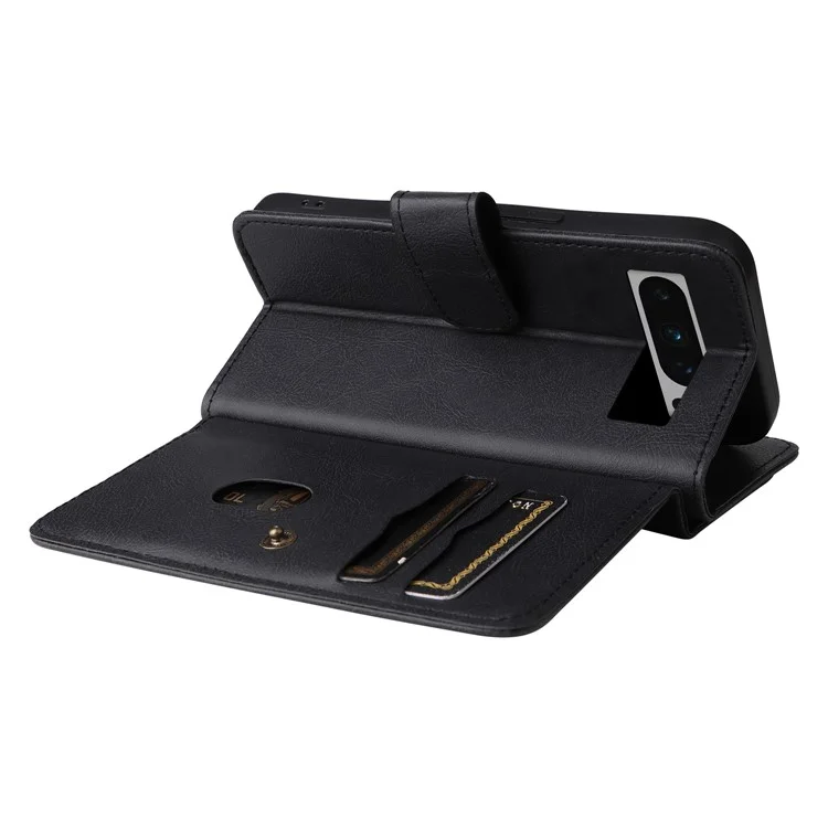 For Google Pixel 8 Pro Leather Case with 10 Card Holder Phone Cover Stand - Black