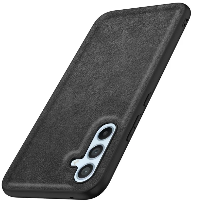 For Samsung Galaxy S23 FE Anti-scratch Phone Case Retro PU Leather Coated TPU+PC Phone Cover - Black