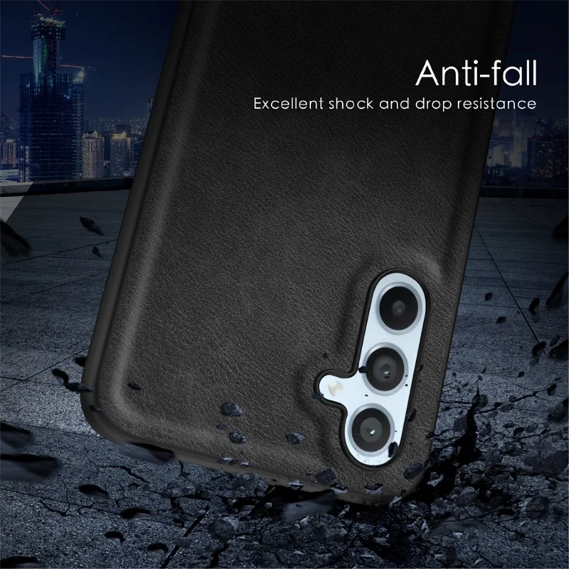 For Samsung Galaxy S23 FE Anti-scratch Phone Case Retro PU Leather Coated TPU+PC Phone Cover - Black