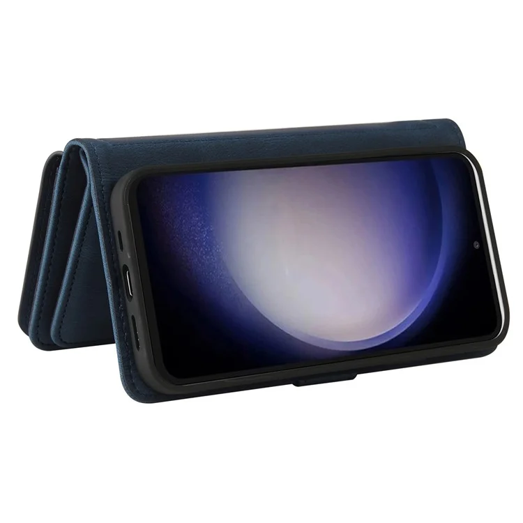 KT Multi-Functional Series-2 Für Samsung Galaxy S23 FE PU Leder Cover Reißverschluss Geldbörse Ständer Mehrere Kartenfächer Hülle - Blau