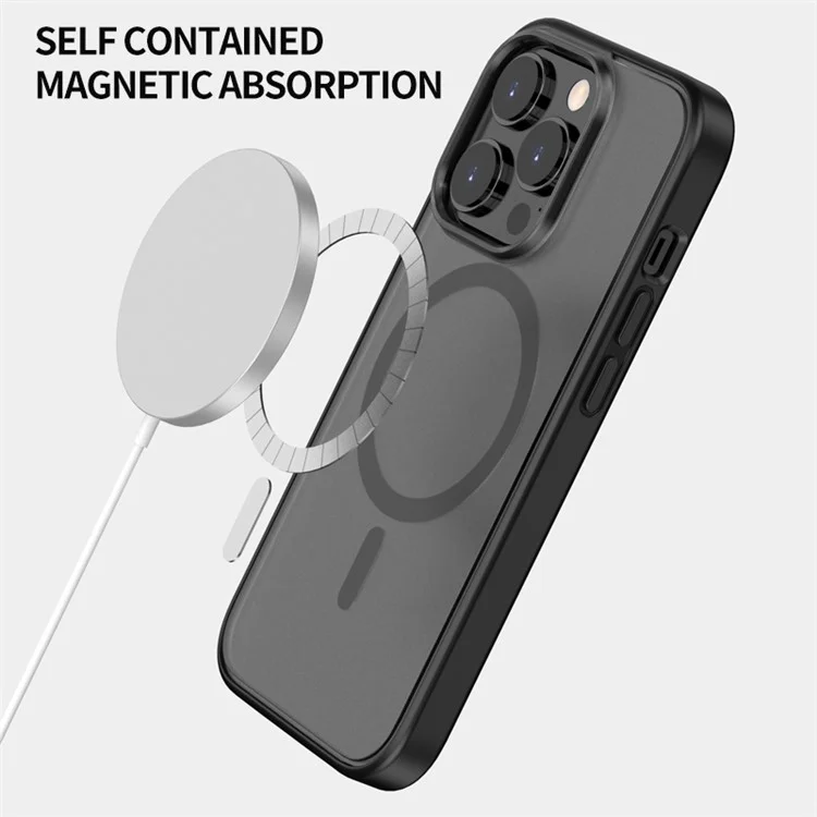 Custodia protettiva per iPhone 15 Pro compatibile con MagSafe PC+TPU Matte Back Cover - Nero