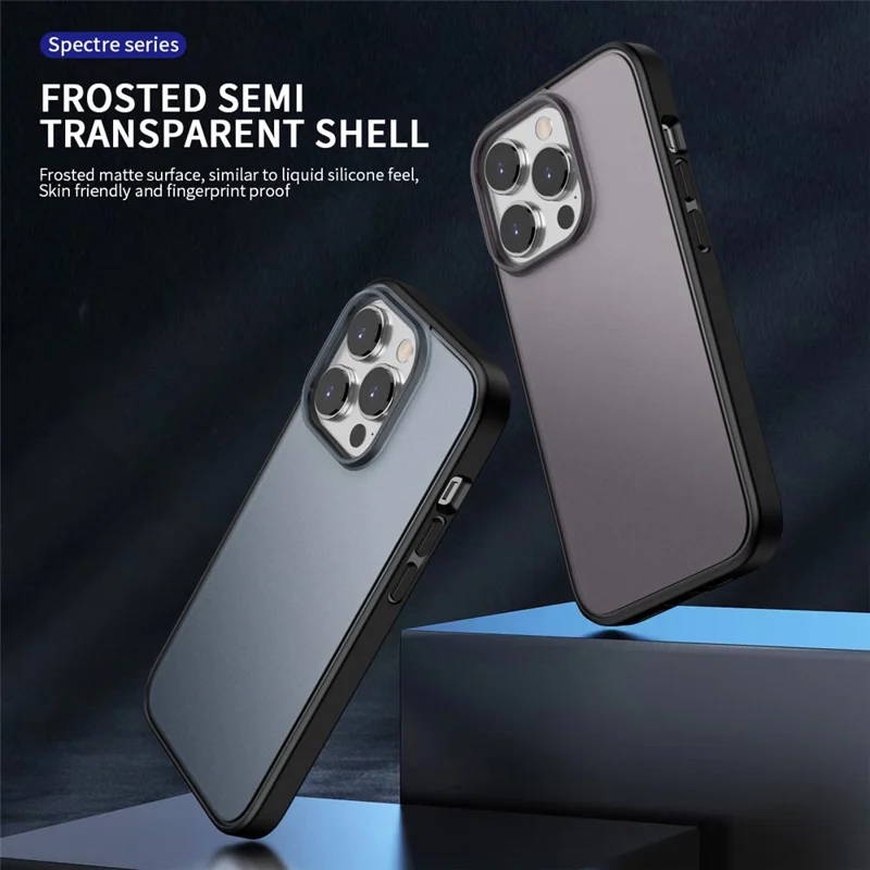 Translucent Matte Phone Case for iPhone 15 Pro TPU + PC Anti-scratch Phone Protective Cover - White