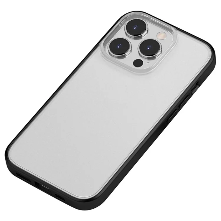 Anti-fingerprint Matte Phone Case for iPhone 15 Pro Max Translucent TPU + PC Shockproof Phone Cover - White