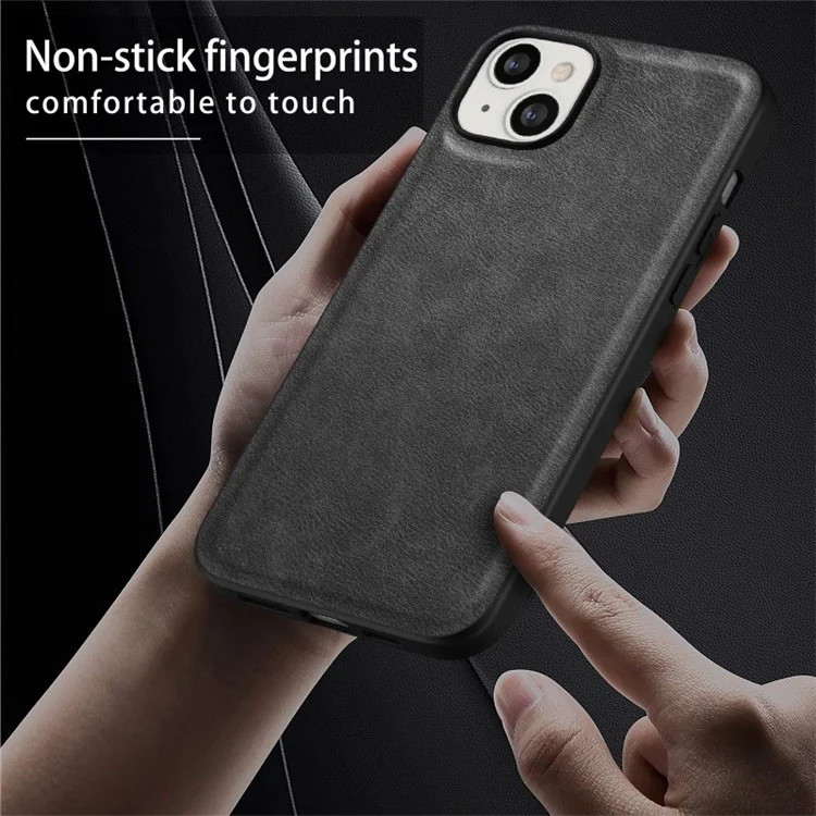 Для iPhone 15 Plus PU Leather Coated TPU+PC Cover Retro Anti-scratch Phone Case - Brown