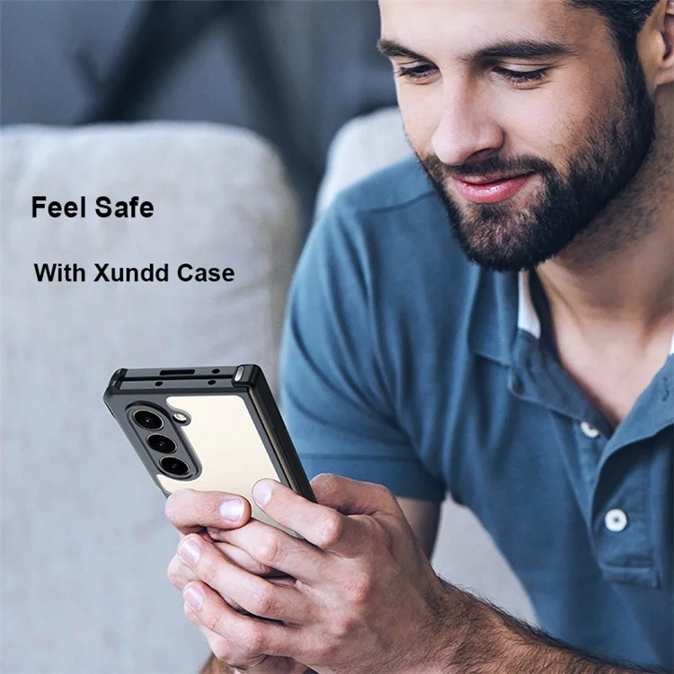 XUNDD Für Samsung Galaxy Z Fold5 5G Case PC+TPU+Gehärtetes Glas Handyhülle mit Glas+Schutzleiste