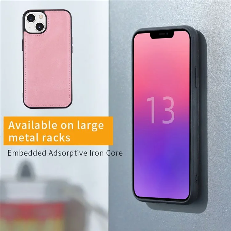 MEGSHI 017 Series For iPhone 15 Magnetic Detachable Phone Cover Zipper Wallet PU Leather Drop-proof Case - Rose Gold