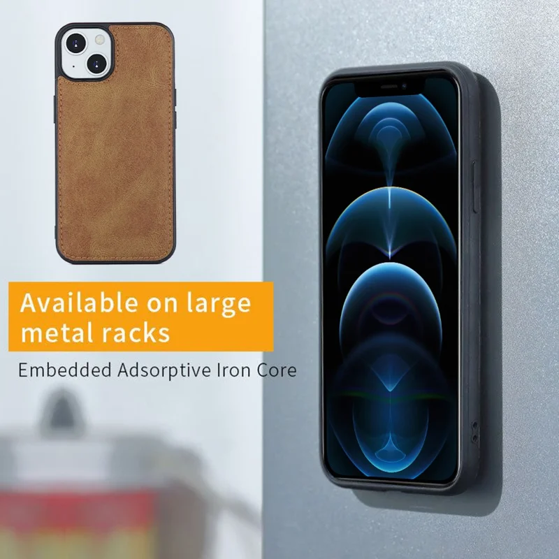 MEGSHI 017 Series For iPhone 15 Magnetic Detachable Phone Cover Zipper Wallet PU Leather Drop-proof Case - Brown