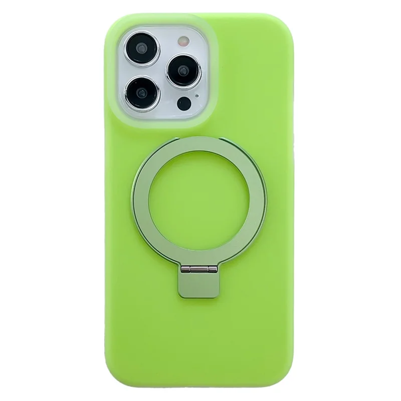 Pour iPhone 15 Pro Compatible avec étui de téléphone en silicone liquide MagSafe anti-rayures + Couverture PC avec support - Vert