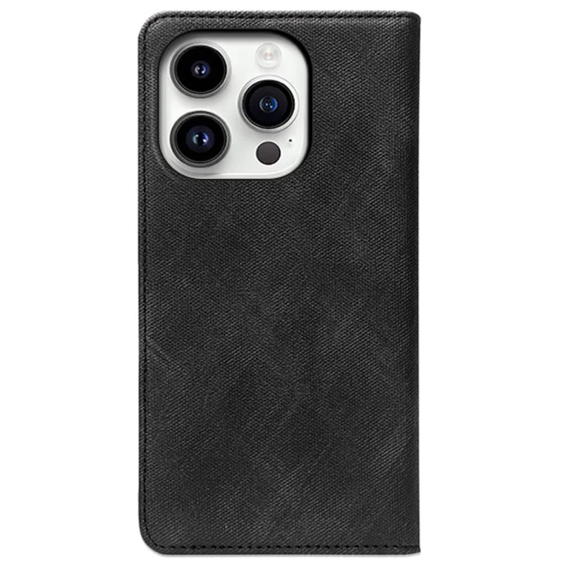 IDEWEI For iPhone 15 Pro Max PU Leather Phone Case Retro Texture Shell Stand Card Slot Magnetic Phone Cover - Black