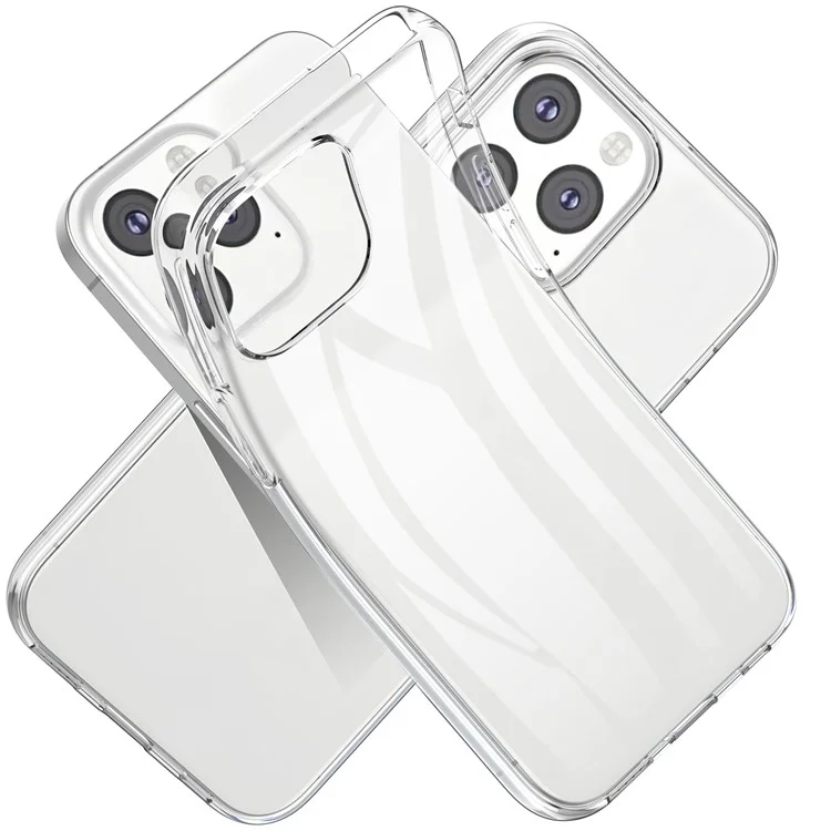 Для iPhone 15 Pro Soft TPU Clear Phone Case с 2.5D дуговым краем и закаленной стеклянной пленкой для экрана