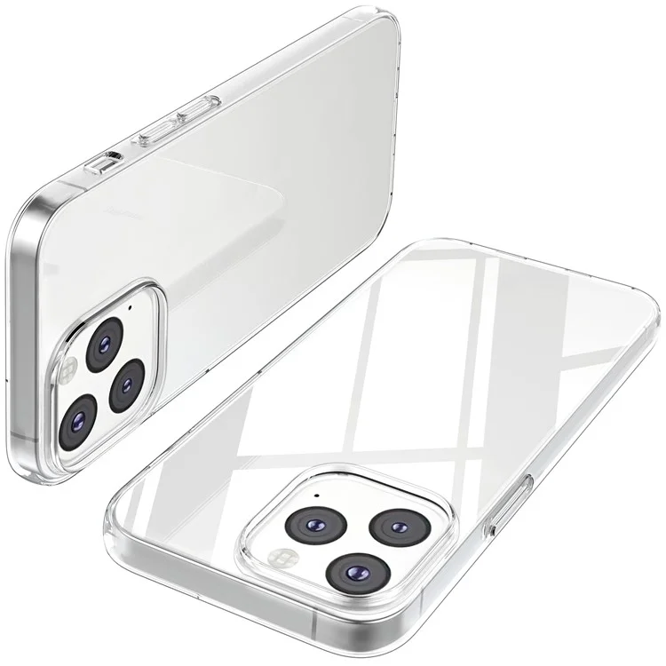 Für iPhone 15 Pro TPU Clear Phone Case + Tempered Glass Lens Protector + 2.5D Arc Edge Screen Protector