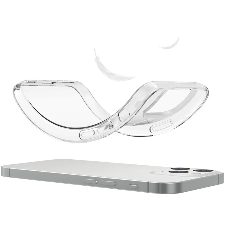 Für iPhone 15 Pro TPU Clear Phone Case + Tempered Glass Lens Protector + 2.5D Arc Edge Screen Protector