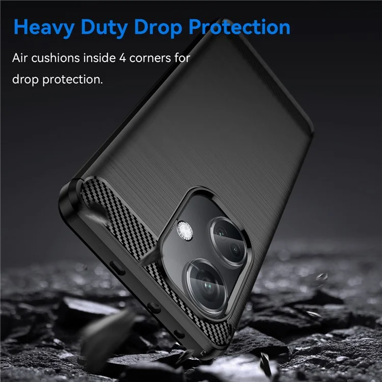 For Oppo K11 5G / OnePlus Nord CE3 5G Phone Case Carbon Fiber Texture Soft TPU Brushed Cover - Black
