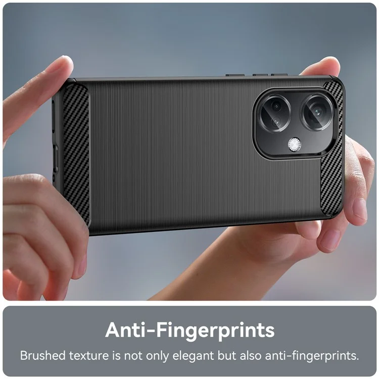 For Oppo K11 5G / OnePlus Nord CE3 5G Phone Case Carbon Fiber Texture Soft TPU Brushed Cover - Black