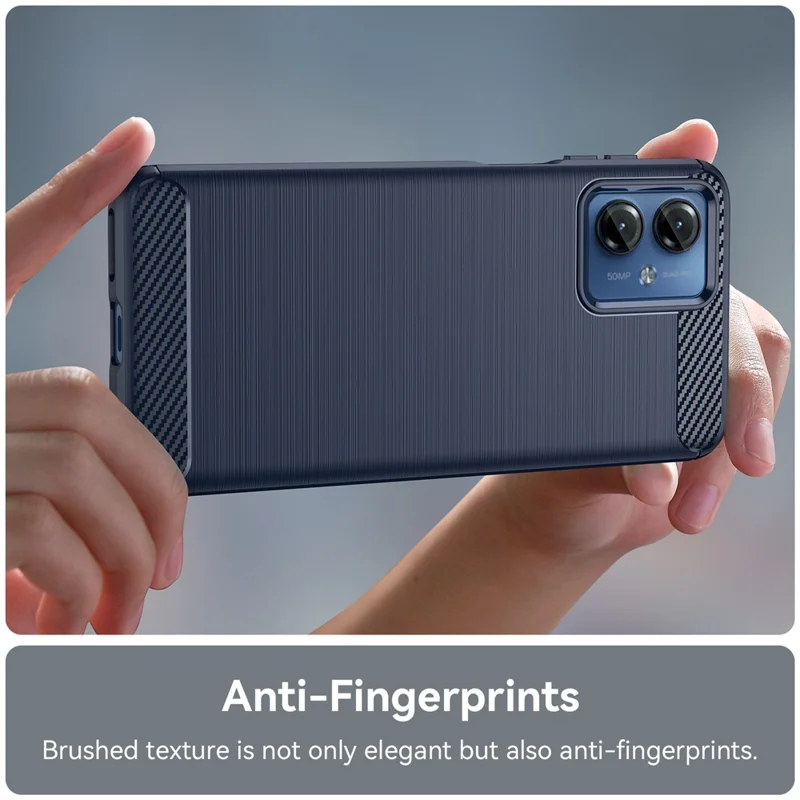 Soft TPU Brushed Cover for Motorola Moto G14 4G , Carbon Fiber Texture Phone Case - Blue