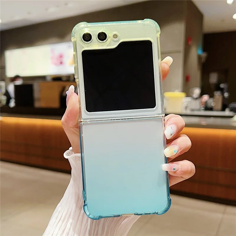 For Samsung Galaxy Z Flip5 5G Case Gradient Color Anti-Scratch TPU Phone Cover - Yellow+Blue