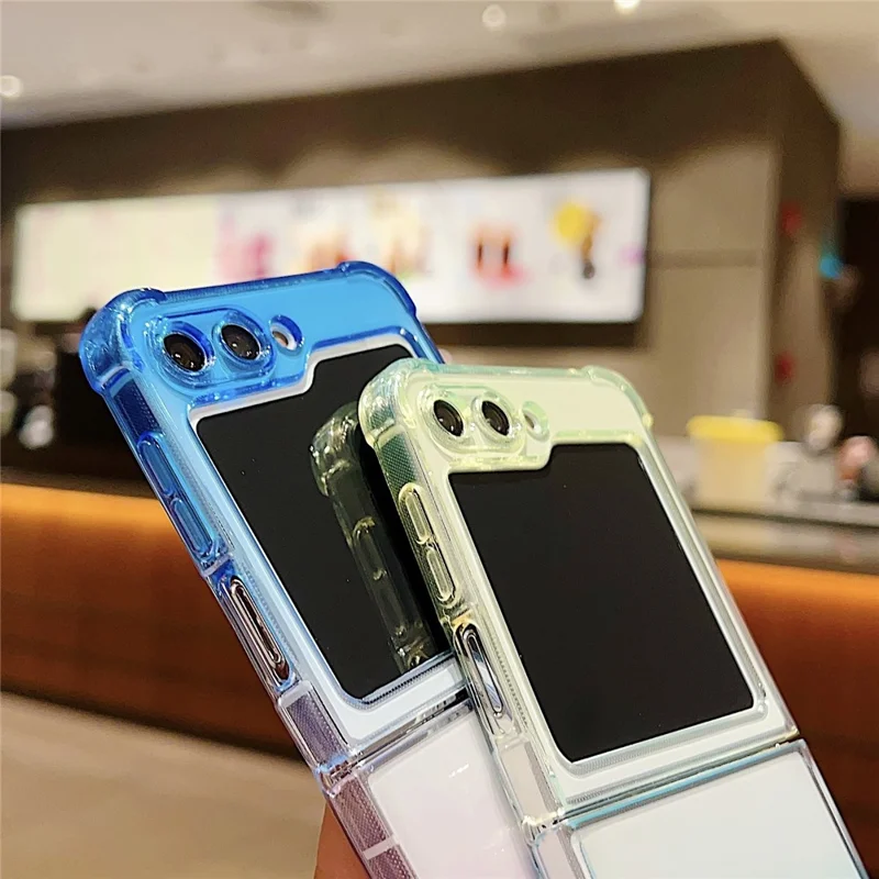 For Samsung Galaxy Z Flip5 5G Case Gradient Color Anti-Scratch TPU Phone Cover - Yellow+Blue