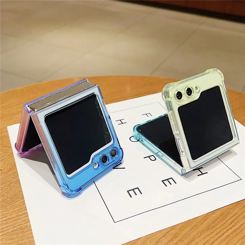 For Samsung Galaxy Z Flip5 5G Case Gradient Color Anti-Scratch TPU Phone Cover - Yellow+Blue